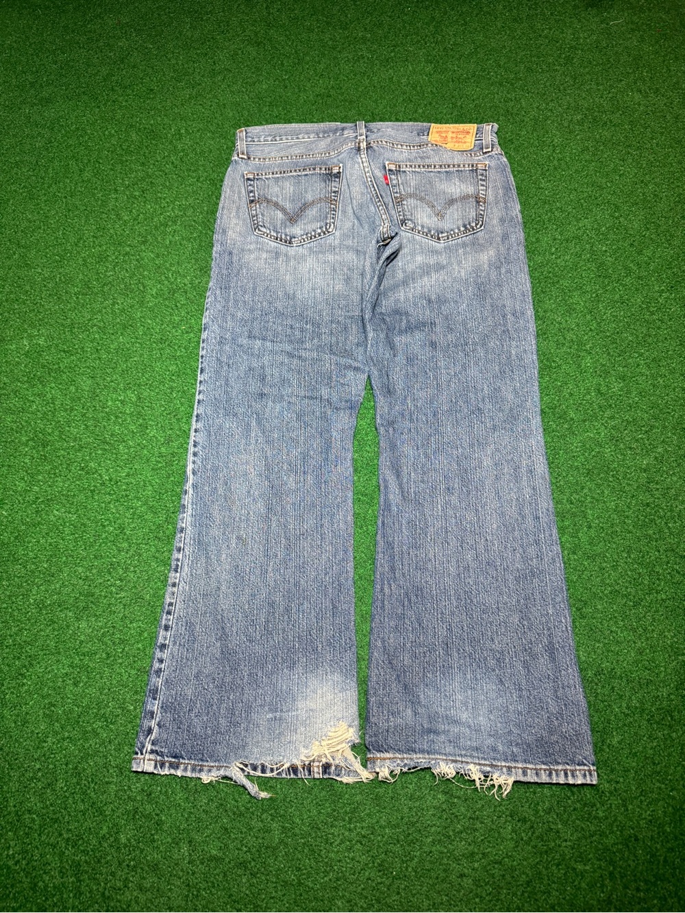 Levis 527 Bootcut Low Rise Jeans 36x30 Vintage Y2K Distressed Grunge Flare Denim